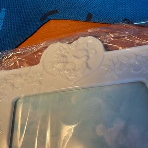 White Floral Mickey and Minnie Wedding Picture Frame